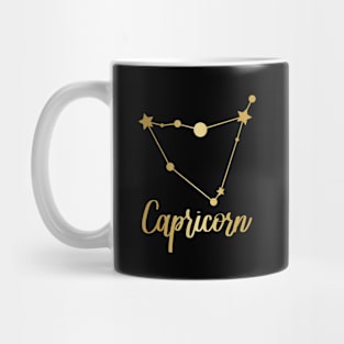 Capricorn Zodiac in Gold - Black Mug